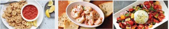 Carrabbas happy hour specials: calamari, shrimp, tomato caprese