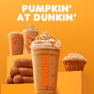 Pumpkin coffees and treats at Dunkin