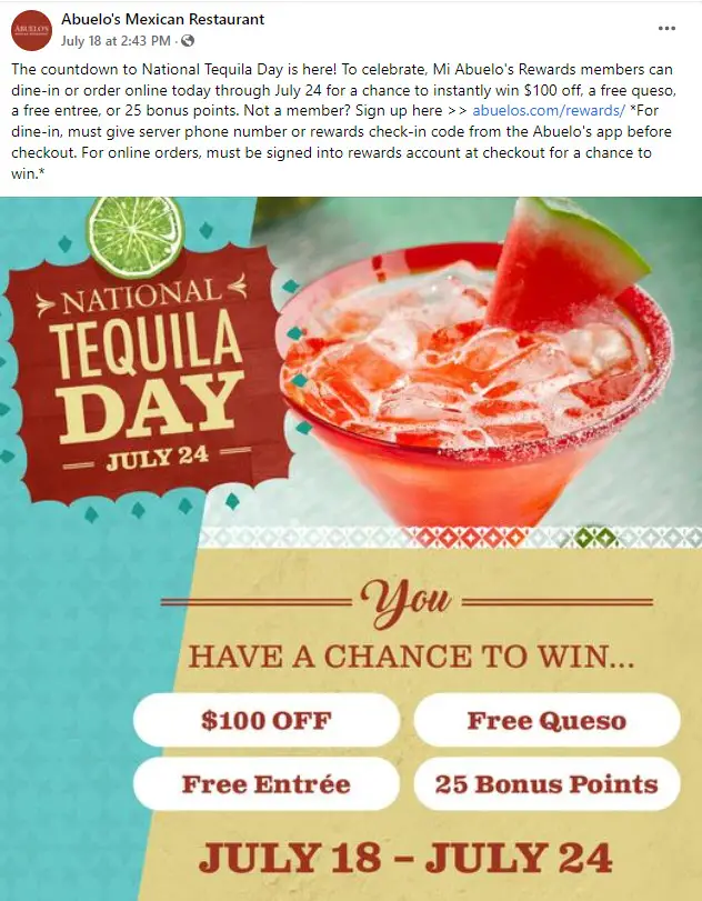 Abuelo's Tequila Day Deals