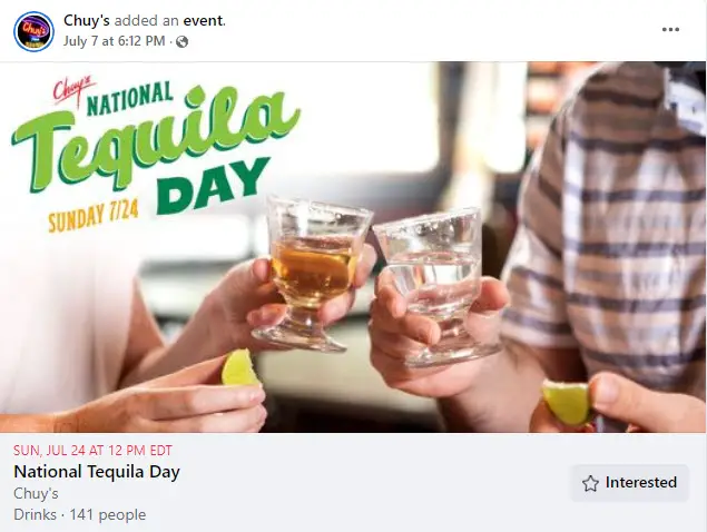 Chuy's Tequila Day Deals