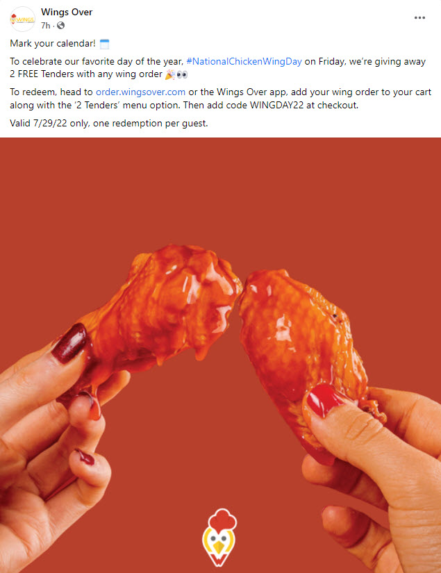 Wings Over Chicken Wing Day Deal July 29