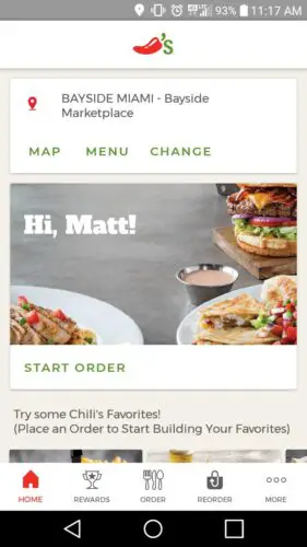 Chili's App Screenshot