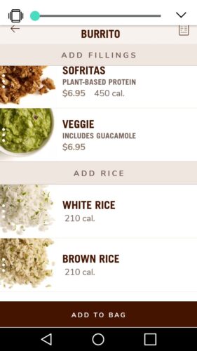 Chipotle app menu