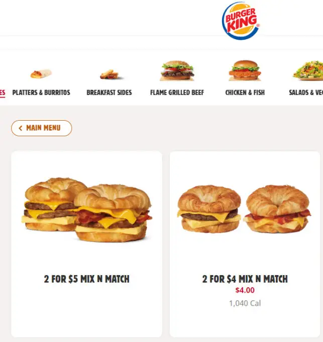 Burger Kings Menu Specials And Coupons - 6 Your Way Meal