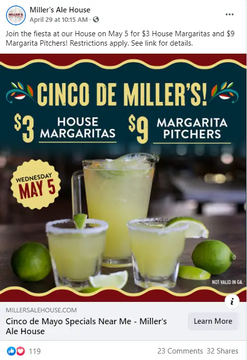 Miller's Ale House Cinco de Mayo Deals