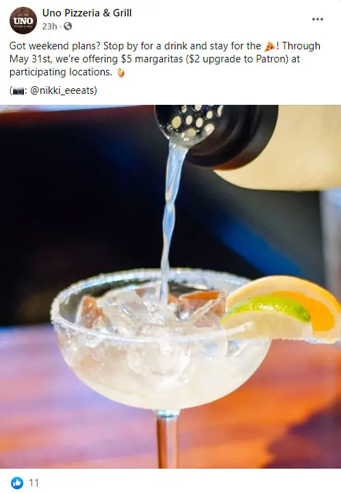 UNO Pizzeria $5 Magaritas