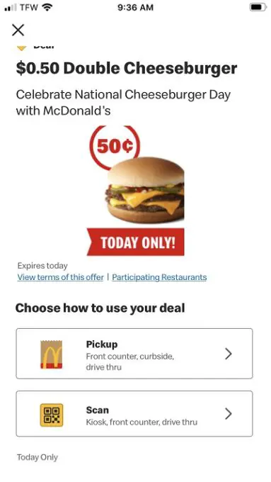 McDonald's $0.50 Double Cheeseburger