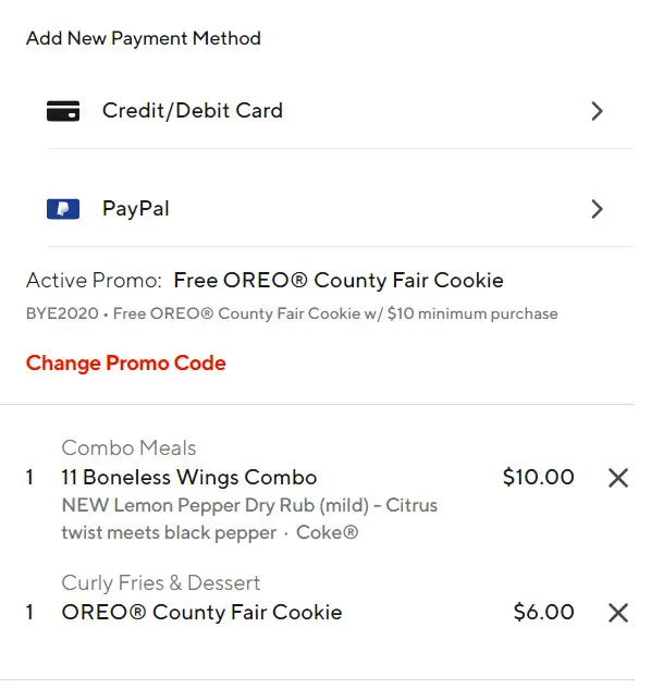 It's Just Wings Coupon Code for free Oreos