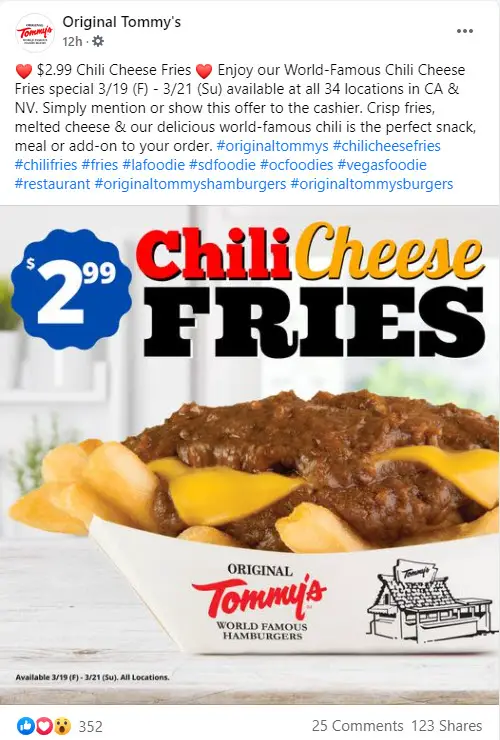 $2.99 Chili Cheese Fries Deal 