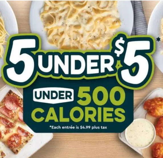 Fazoli's 5 Under $5 Under 500 Calories Menu