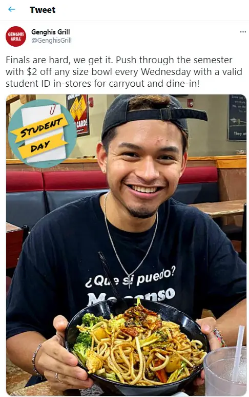 Genghis Grill $2 Off Students Deal