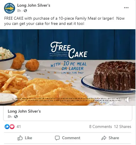 Long John Silver's Free Cake Deal