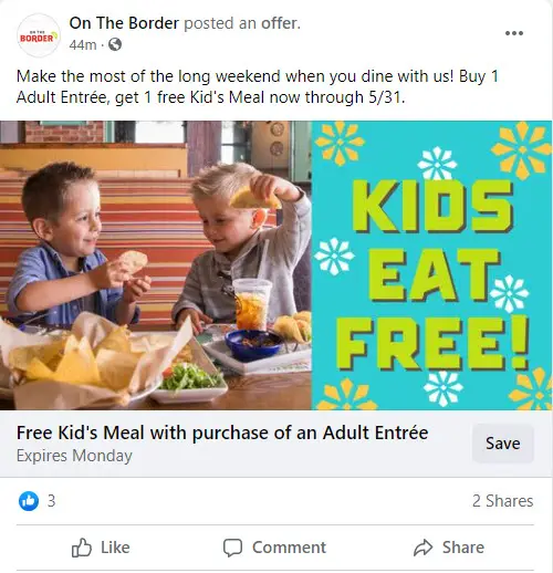 On The Border $1 Kids Meal