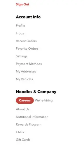 Noodles and Company App Screenshot