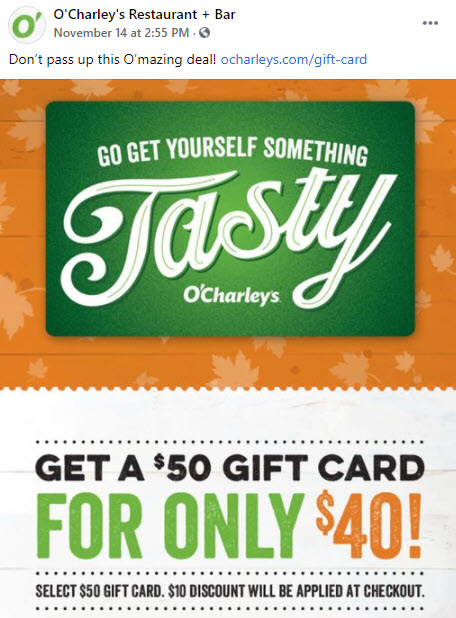 O'Charley's Gift Card Deal
