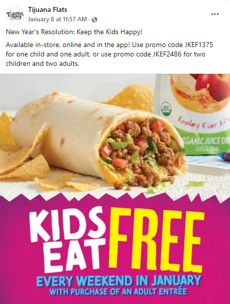 Tijuana Flats Kids Eat Free Promo Code