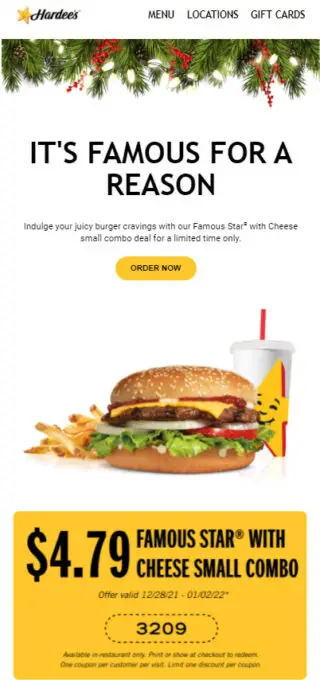 Hardees Coupon $4.79 Combo