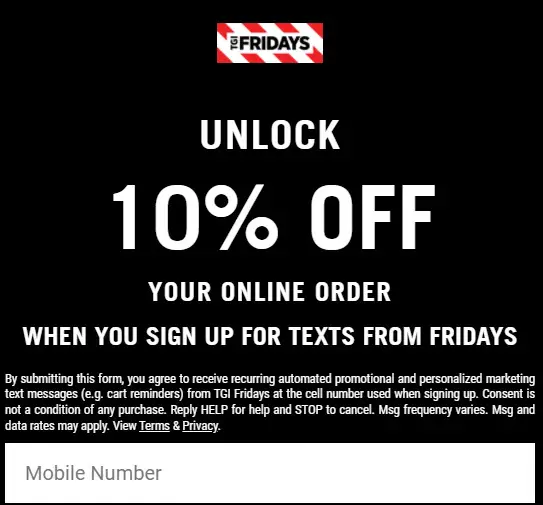 TGI Fridays 10% off coupon