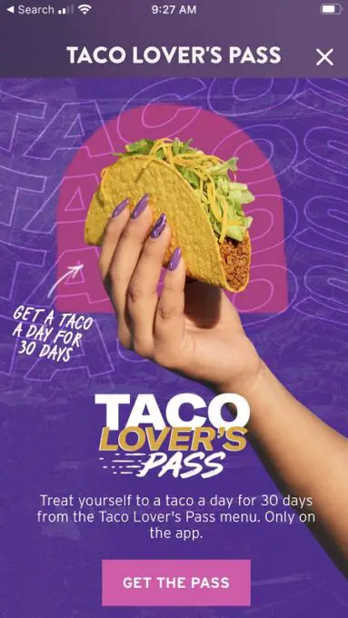 Taco Bell Taco Lover's Pass Deal