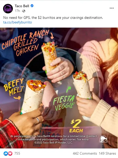 Taco Bell $2 Burrito Deals