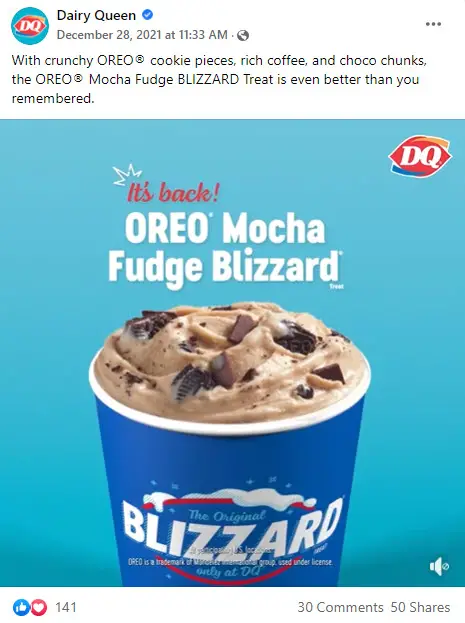 Dairy Queen Blizzard of the Month