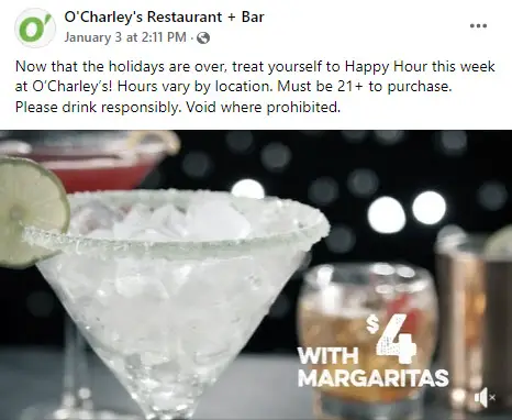 O'Charley's $4 Margaritas Deal