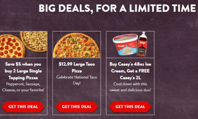 Casey's $5 Off Pizzas deal