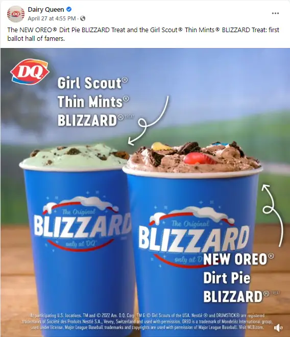 Dairy Queen Blizzard Of The Month