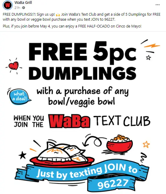 Waba Grill Rewards Offer