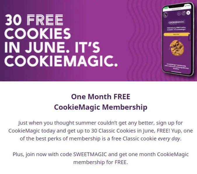 Insomnia Cookie Magic free month deal