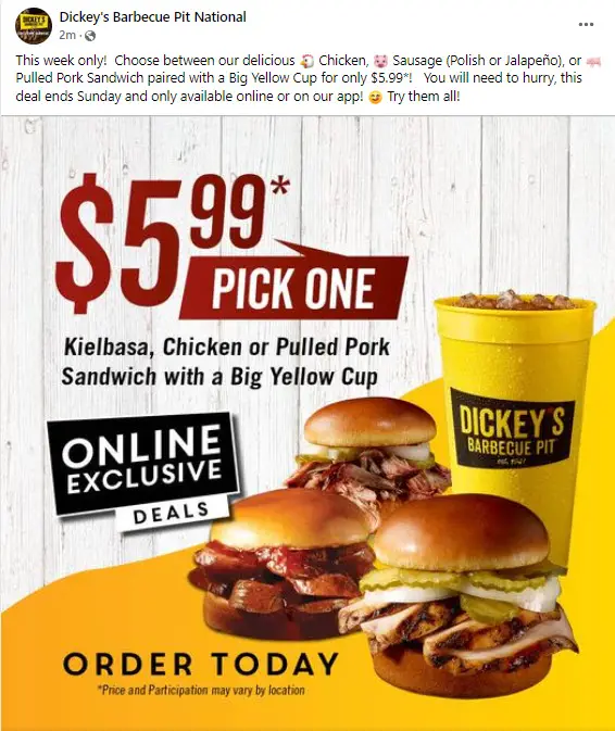 Dickey's $5.99 Meal Deal