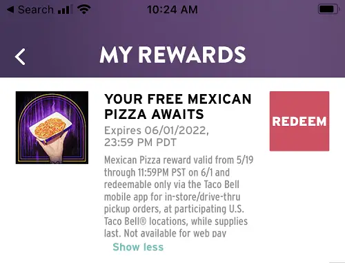 Taco Bell Free Mexican Pizza Deal