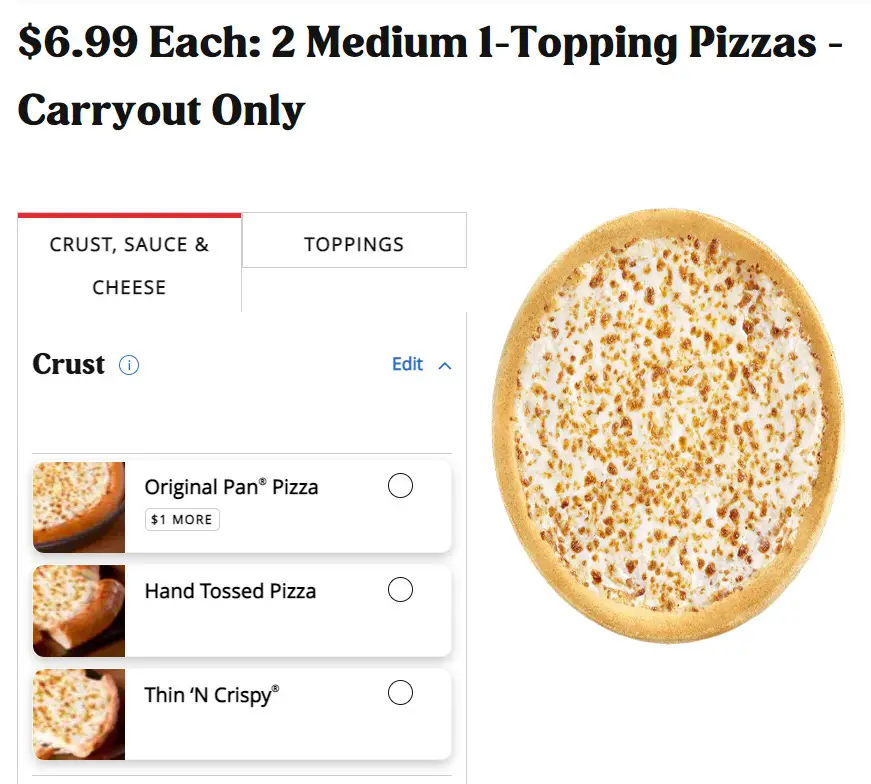 Pizza Hut $6.99 Deal