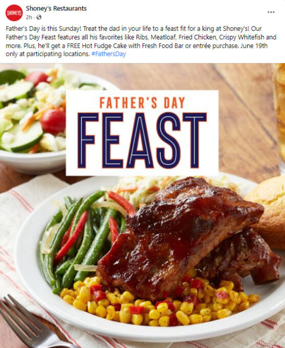 Shoney's Father's Day Free Cake
