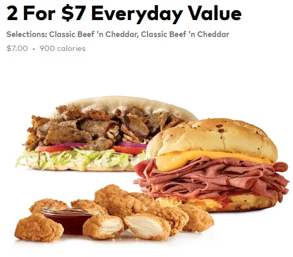 Arby's 2 For $7 Menu