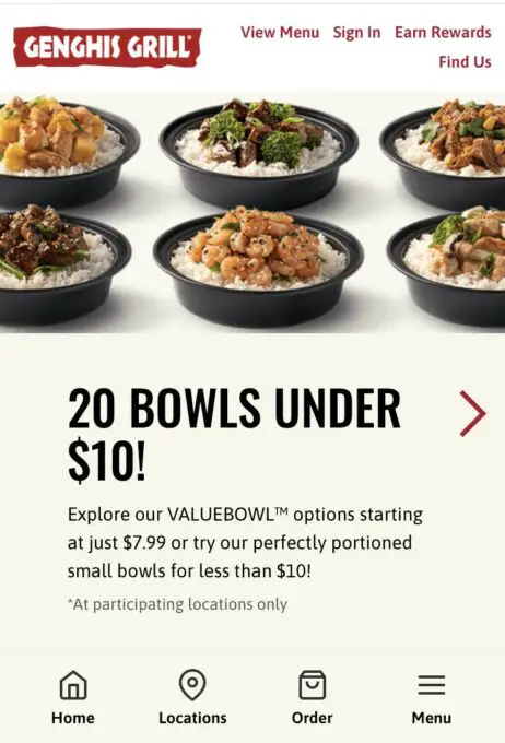 Genghis Grill VALUEBOWLS
