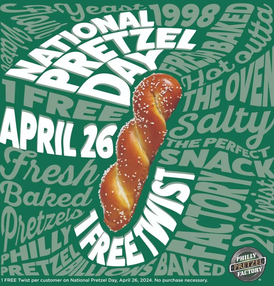 Philly Pretzel Factory Free Pretzel 4/26