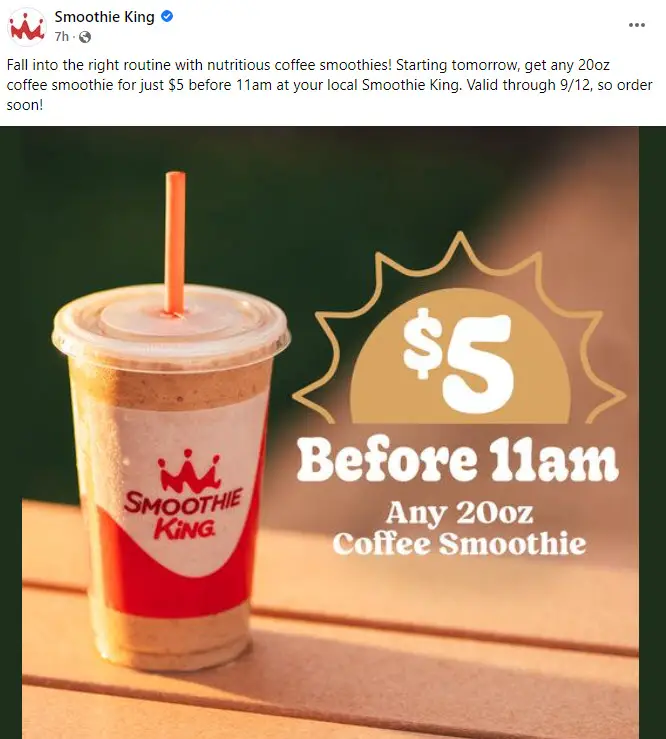 Smoothie King $5 Coffee Smoothie Deal