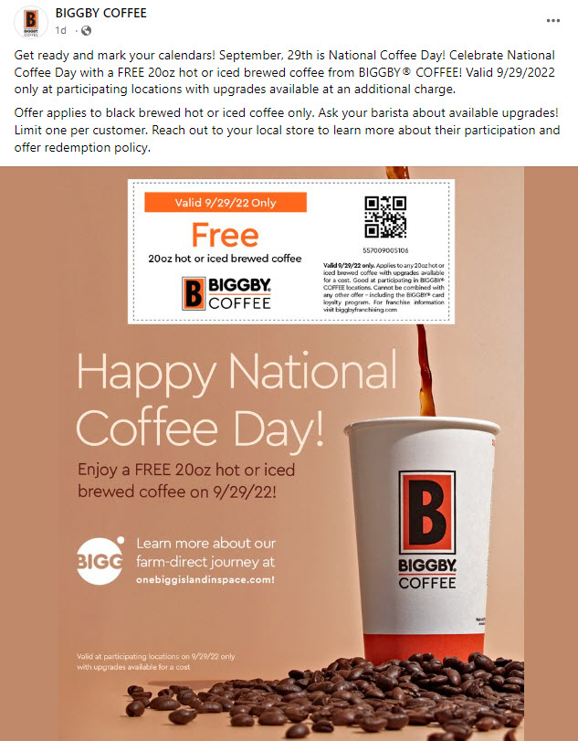 Biggby Coffee Day Coupon