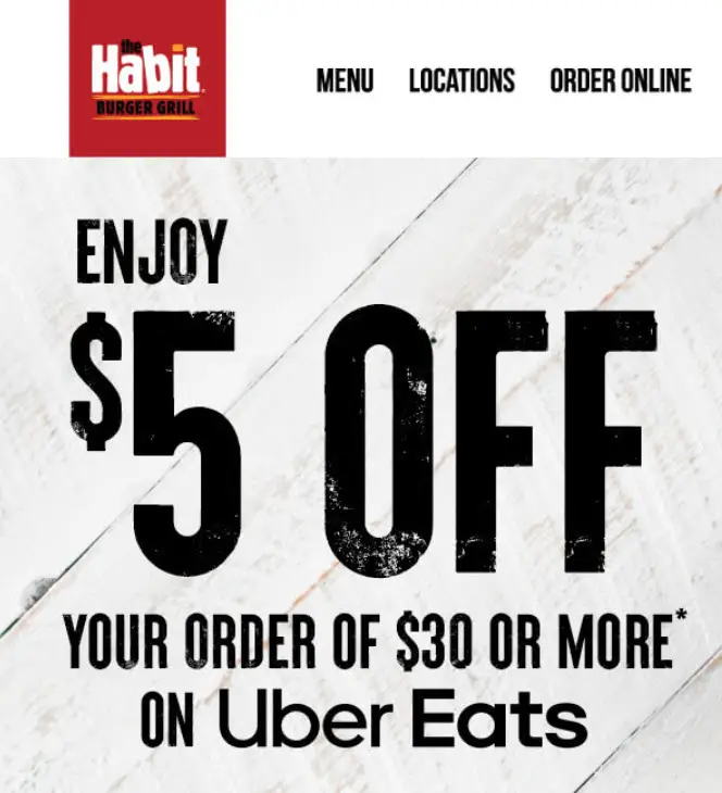 The Habit Burger coupon for $5 Off