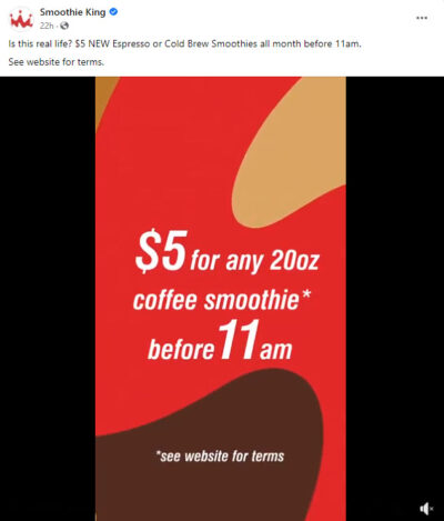Smoothie King $5 Coffee Smoothie Special