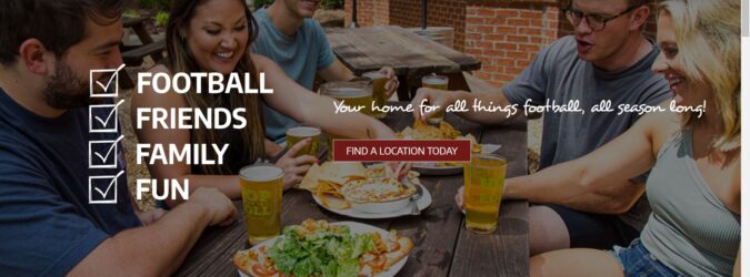 Screenshot from the Carolina Ale House website advertising deals for football season