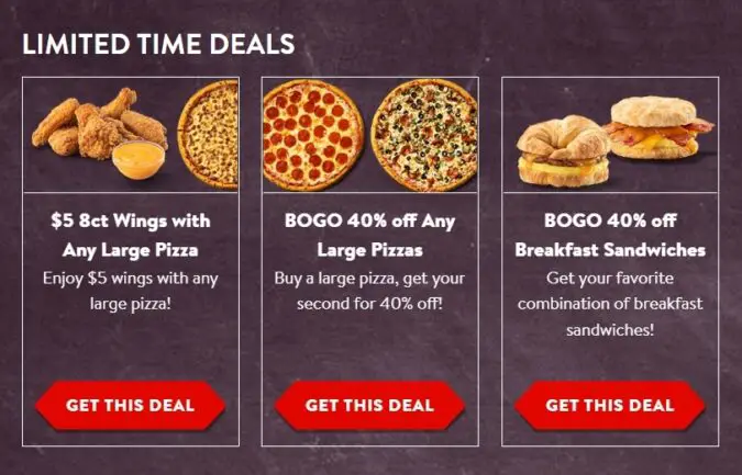Casey's Pizza deals as of January 10, 2023