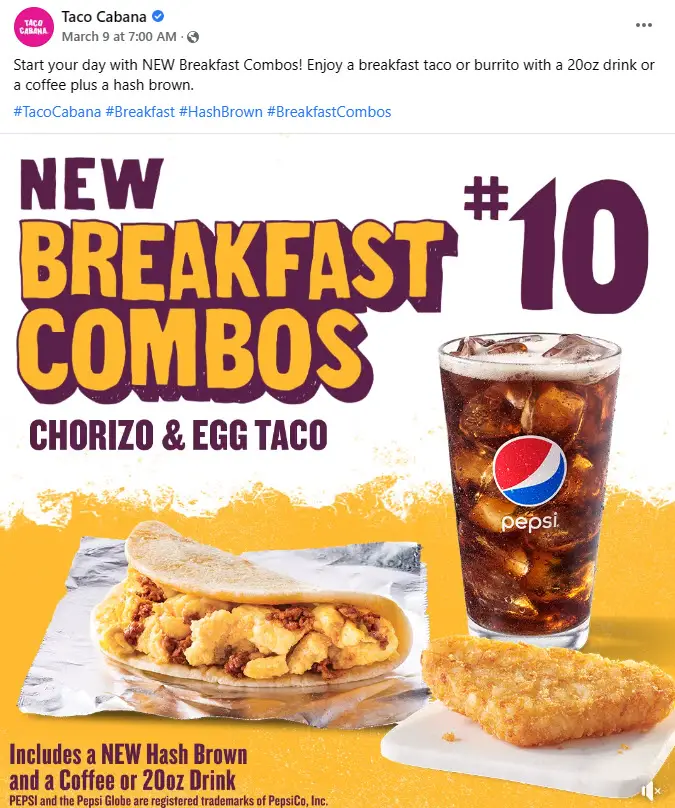 Taco Cabana Breakfast Combos