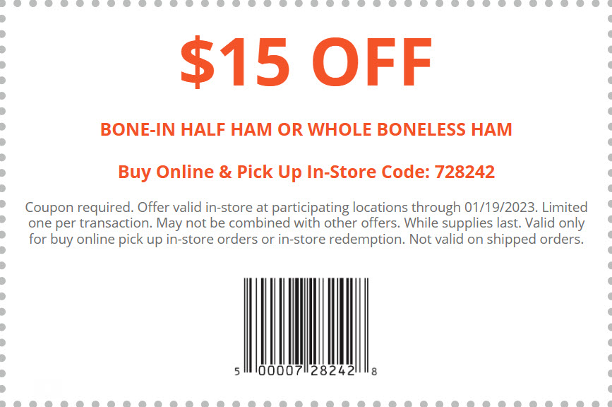 Honey Baked Ham $15 Off Coupon