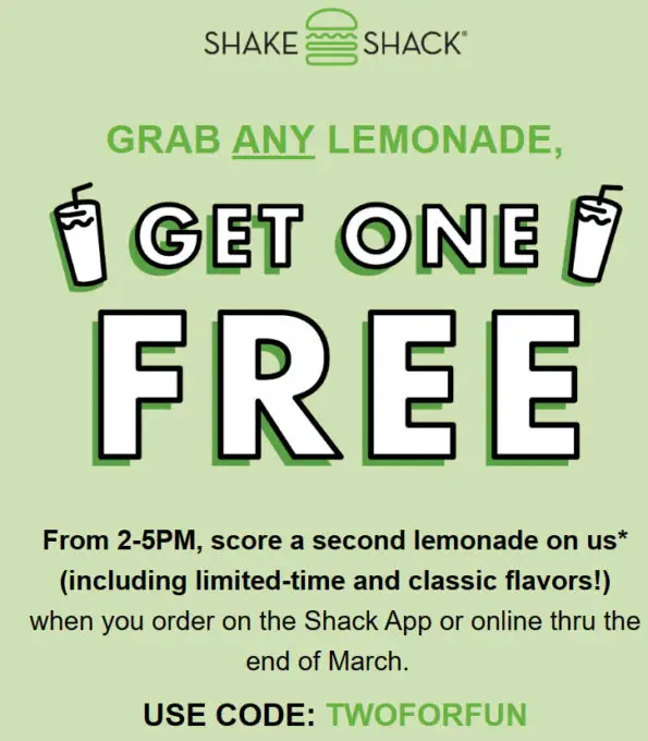 Shake Shack BOGO Lemonade Promo Code