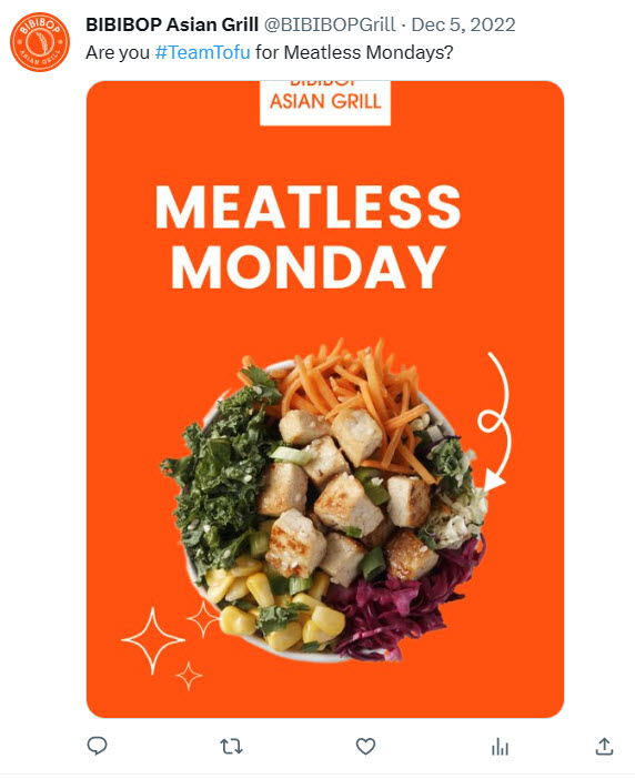 BIBIBOP Meatless Monday 20% Off Special