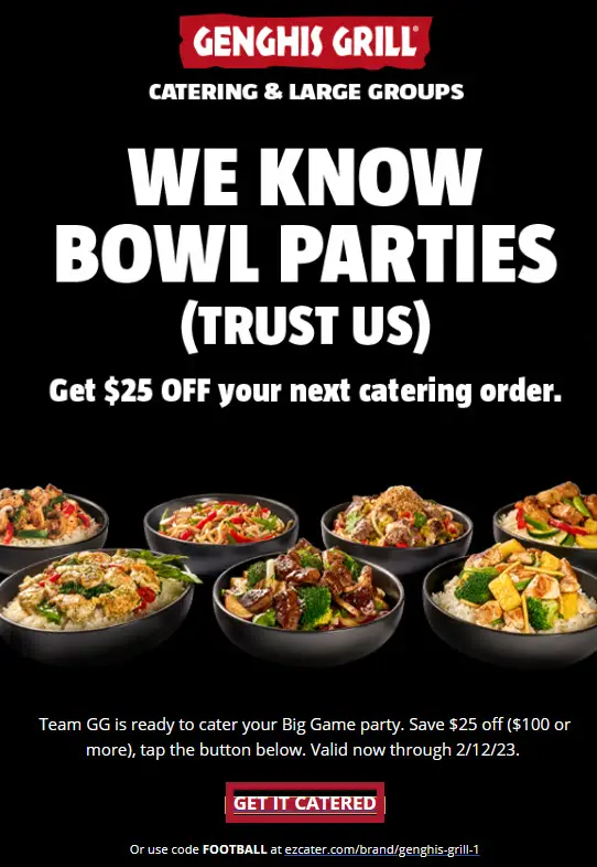 Genghis Grill $25 Off Coupon