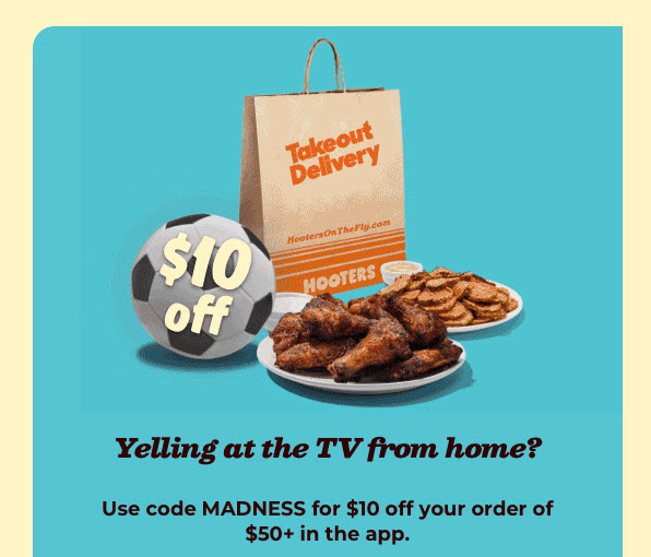 Hooters $10 Off Coupon Code