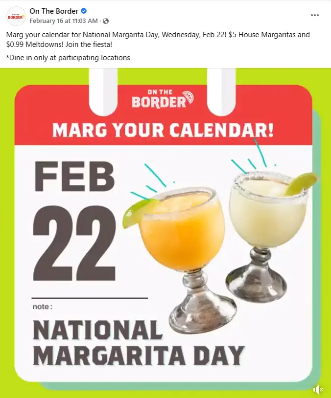 On The Border Margarita Day Special